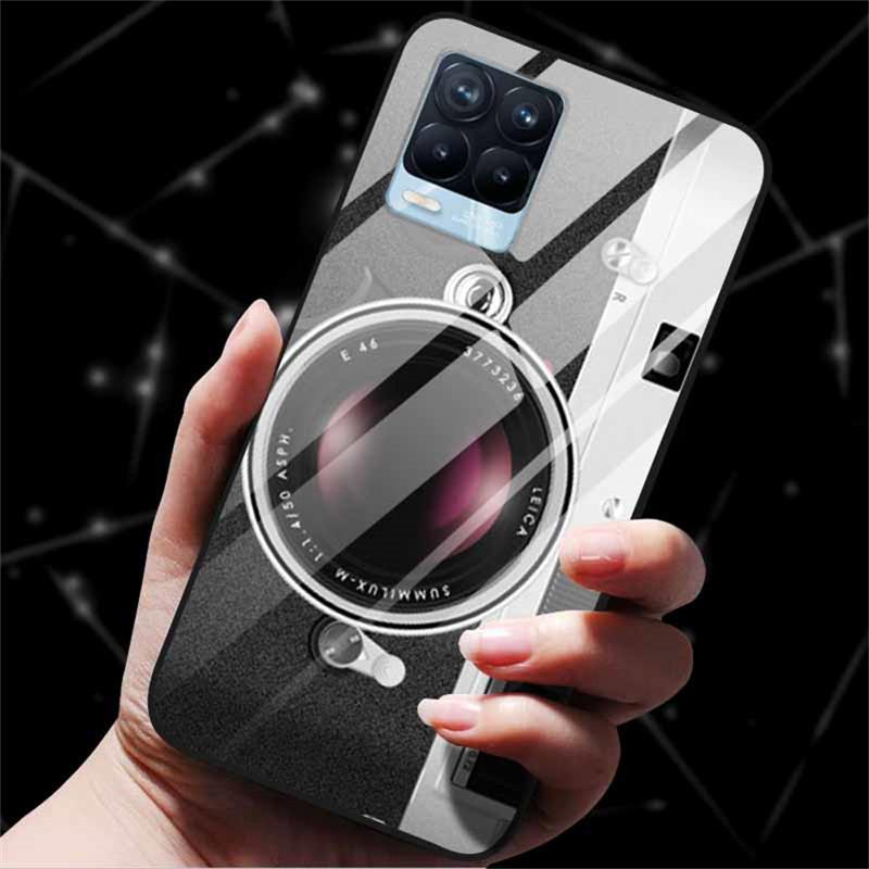 For Realme 8 Case Tempered Glass Hard Back Cover Case For Realme 8 5G 8i Realme 8 Pro Phone Case Cover Realme8 Pro Soft Bumper