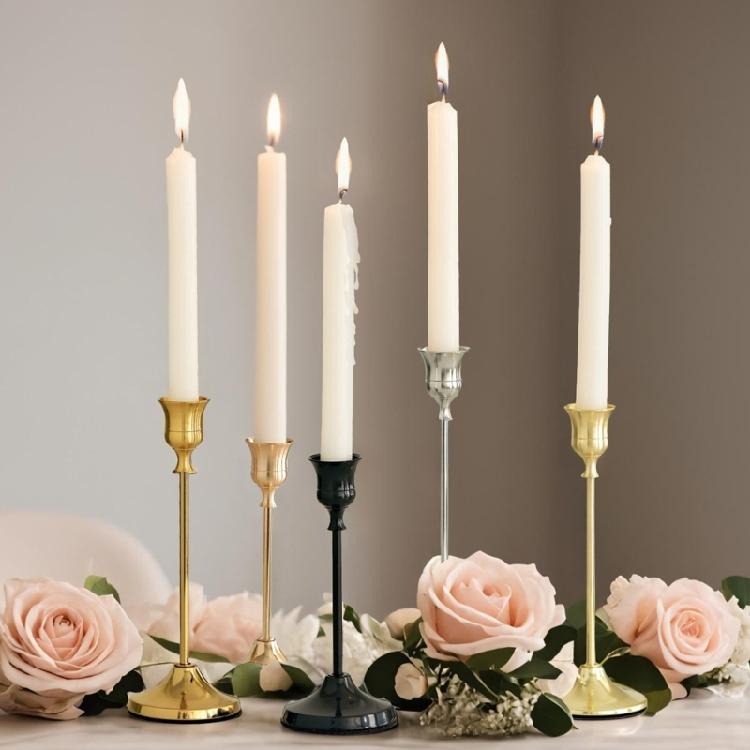 3Pcs Set of Elegant Candle Holders in Electroplated Aluminum Features Different Height for Versatiled Display
