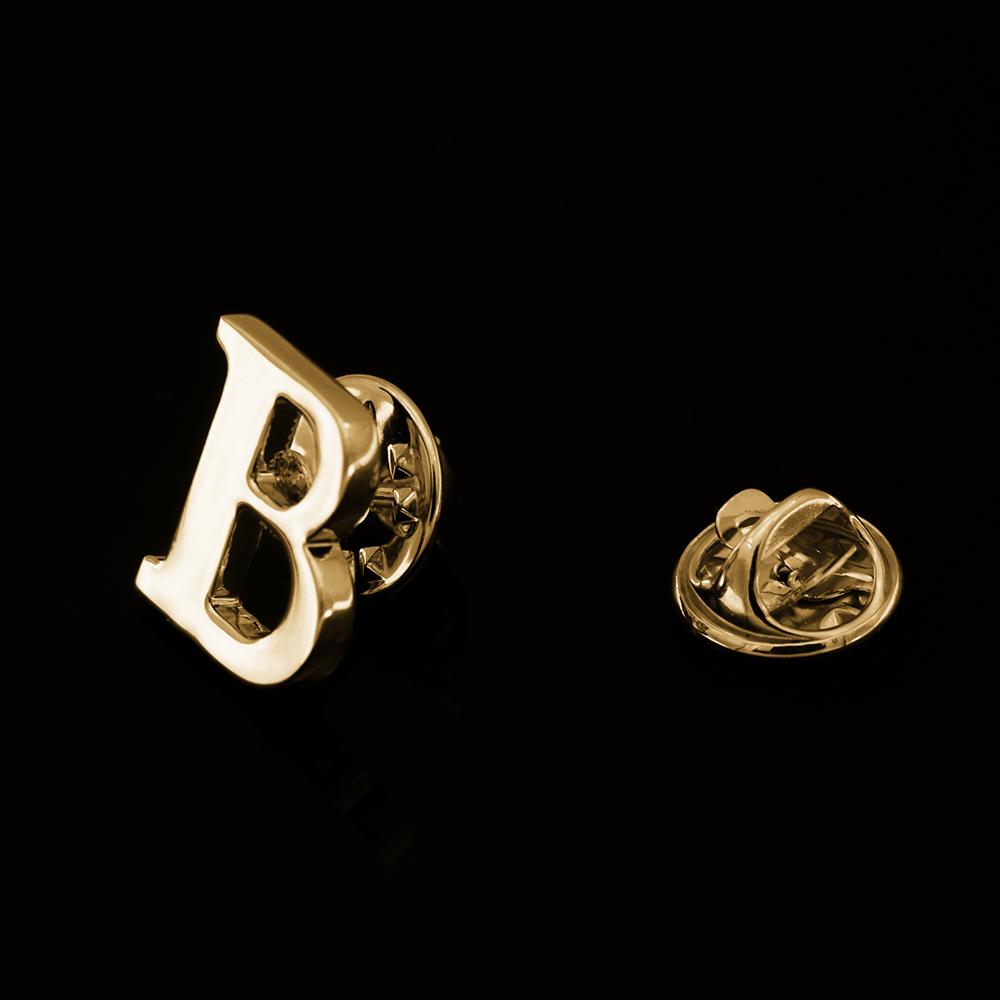 Quality Brass Initial A To Z 26 Letters Pin Golden Color Fashion English Symbol Design Men'S Suit Collar Lapel Brooch Pin
