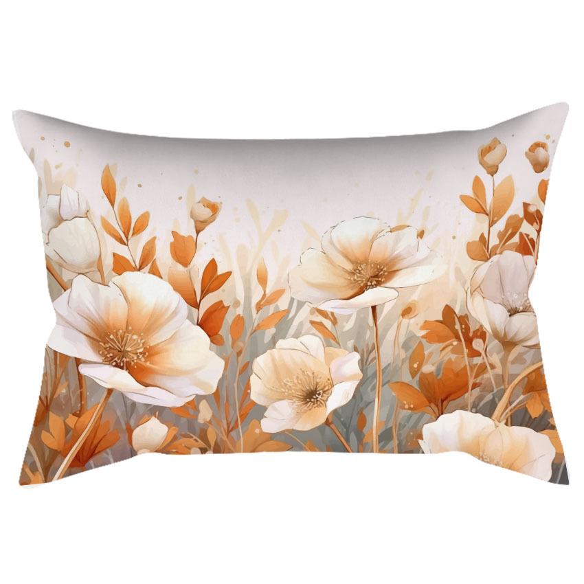Chinese Retro Watercolor Golden Floral Print Pillowcase Home Sofa Cushion Pillowcase