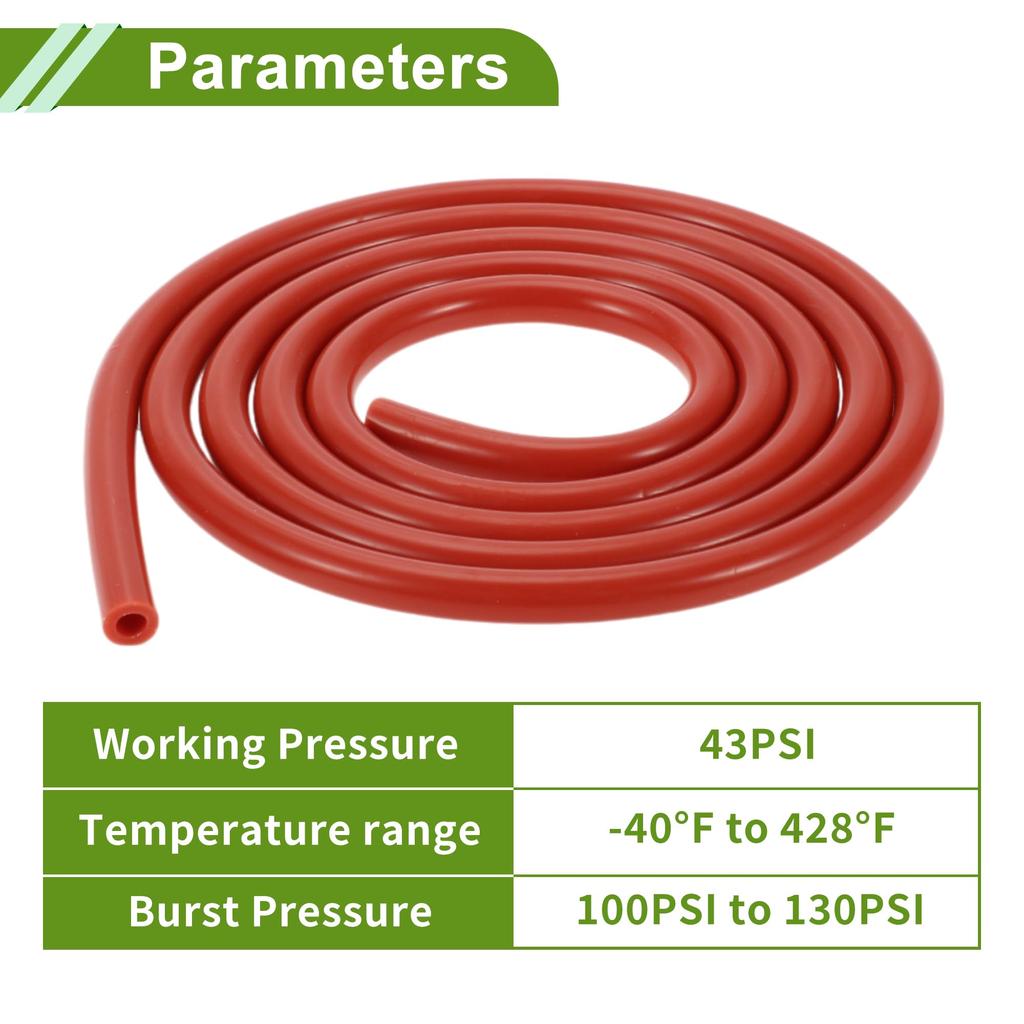 HOPESPANNER 6Ft 3/16" 5mm ID 2mm ThickNe-ss Silicone Vacuum TUB-Ing Hose High Tem-perature au-tomOt-ive Vacuum Line 1 pcs