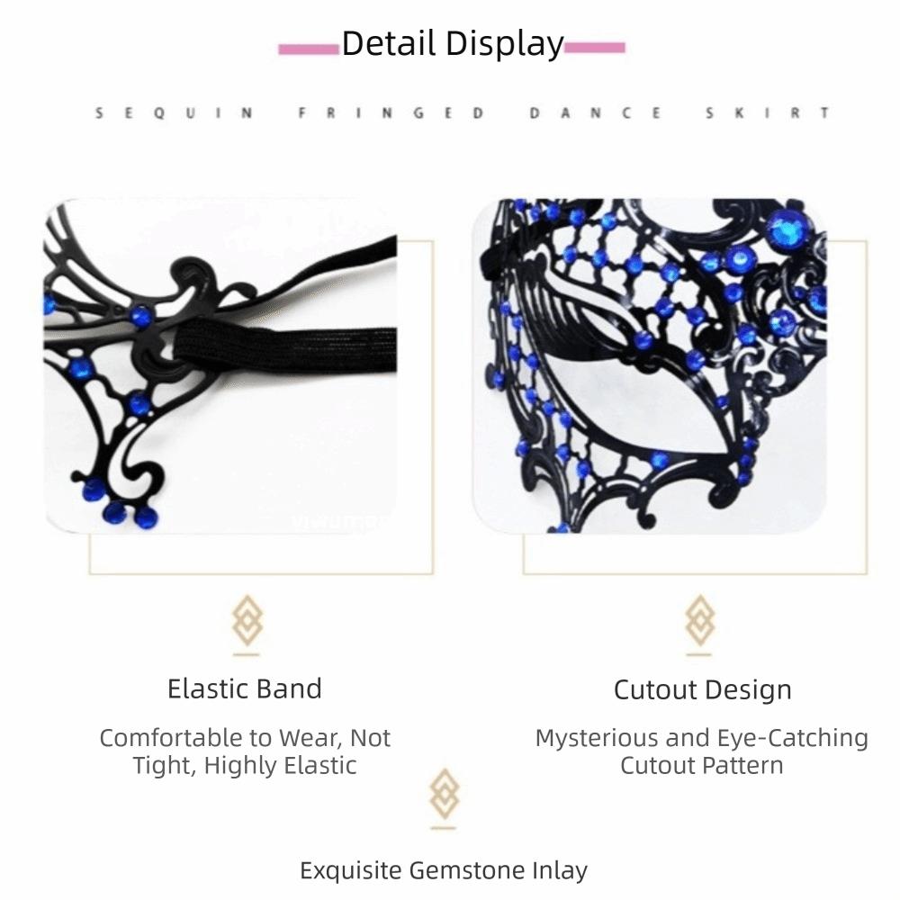 New Vintage Half Face Mask Hollowed-out Elastic Bands Masquerade Party Mask Lace Metal Diamond Inlaid Princess Mask