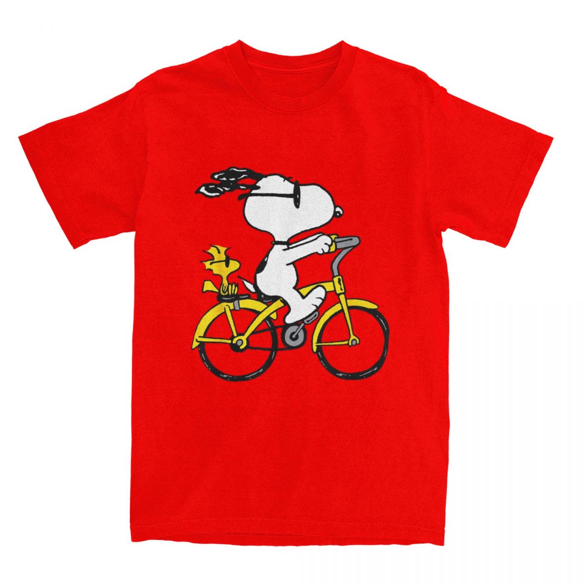 Miniso Peanuts Snoopy Woodstock Fahrradfahren T-Shirt Herren Damen Freizeit Baumwolle T-Shirt Rundhals T-Shirts Geschenkidee Kleidung S