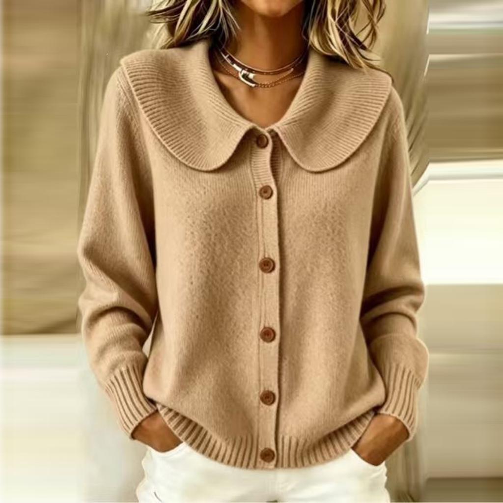 Cardigan in Maglia Colorata da Donna con Collo e Chiusura a Bottoni