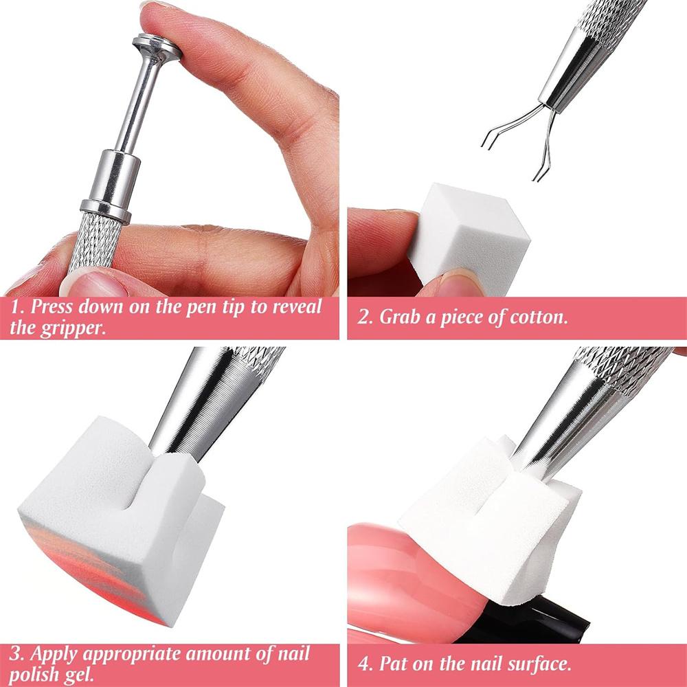 YIKOOLIN 4 Claw Metal Grabber Reacher Tool 50Pcs/200Pcs Mini Nail Sponges Blocks Nail Buffer Block Gradient Nail Art Tools