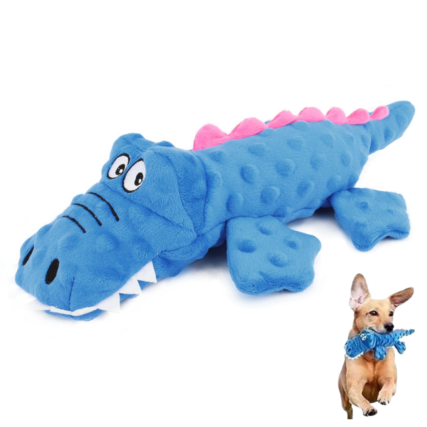 

ozgram Плюшевая игрушка-крокодил для собак, жевательная игрушка для собак с динозавром, мягкая и для снятия стресса, для ухода за зубами и для собак и кошек (синий) - Звуки, Чистка,