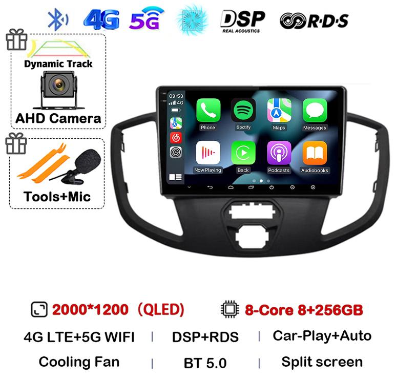 Android 14 Carplay Auto WIFI+4G For Ford Transit 2015 2016 2017 2018 GPS Car Radio Multimedia Video Player Stereo 360 Camera DSP