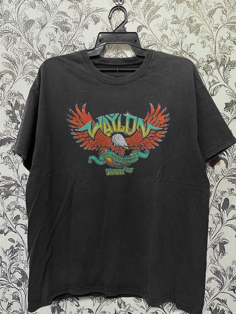 HOT! Waylon Jennings Tour 73 Unisex Black T shirt Heavy cotton reprint S-5XL XL
