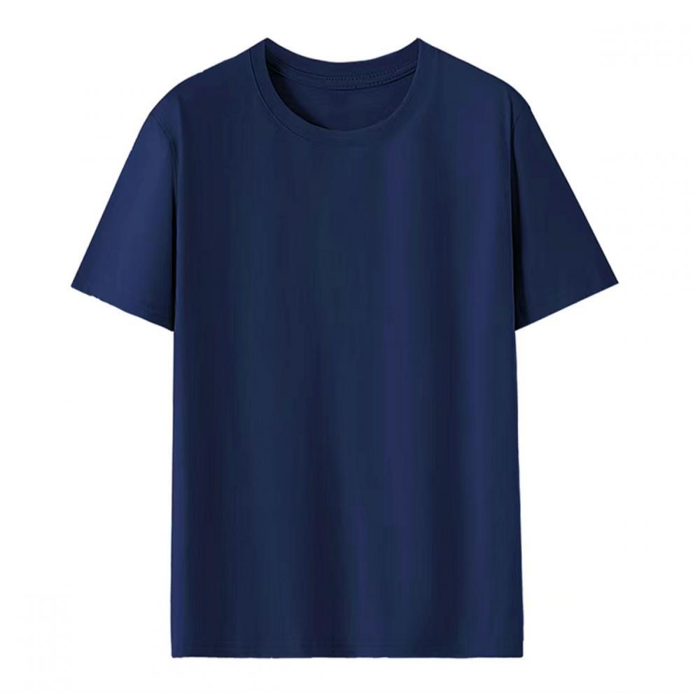 Custom Logo Summer Cotton T-shirt, Loose Round Neck, Short Sleeve, Class Uniform, 190g Ribbed Collar