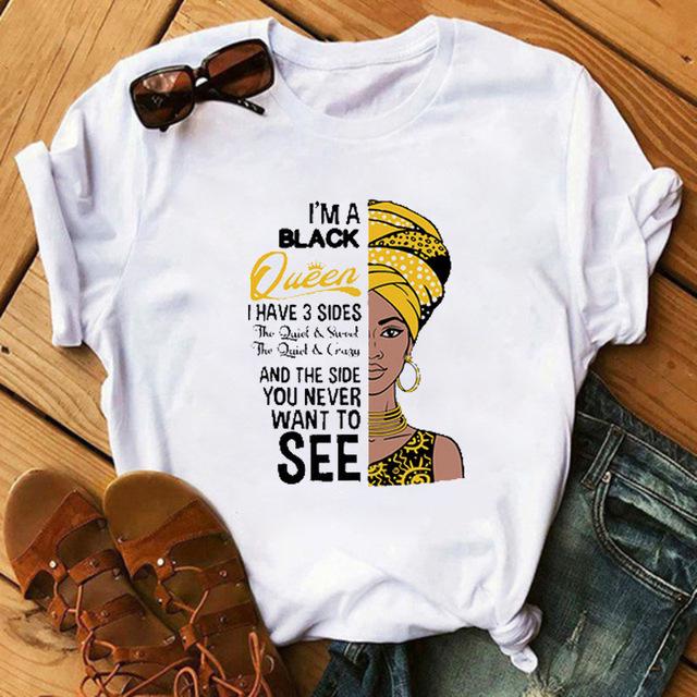 2025 Afrikanisches Mädchen Print Damen Sommer T-Shirt, Kurzarm Oberteil
