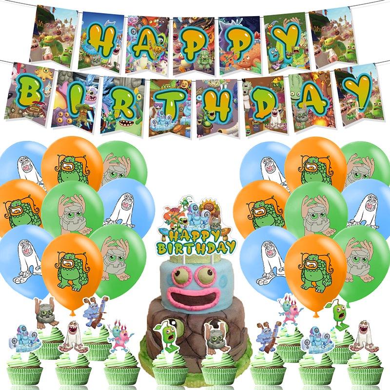 My Monster Singing Theme Birthday Banner Balloon Party Supplies Set Decorations