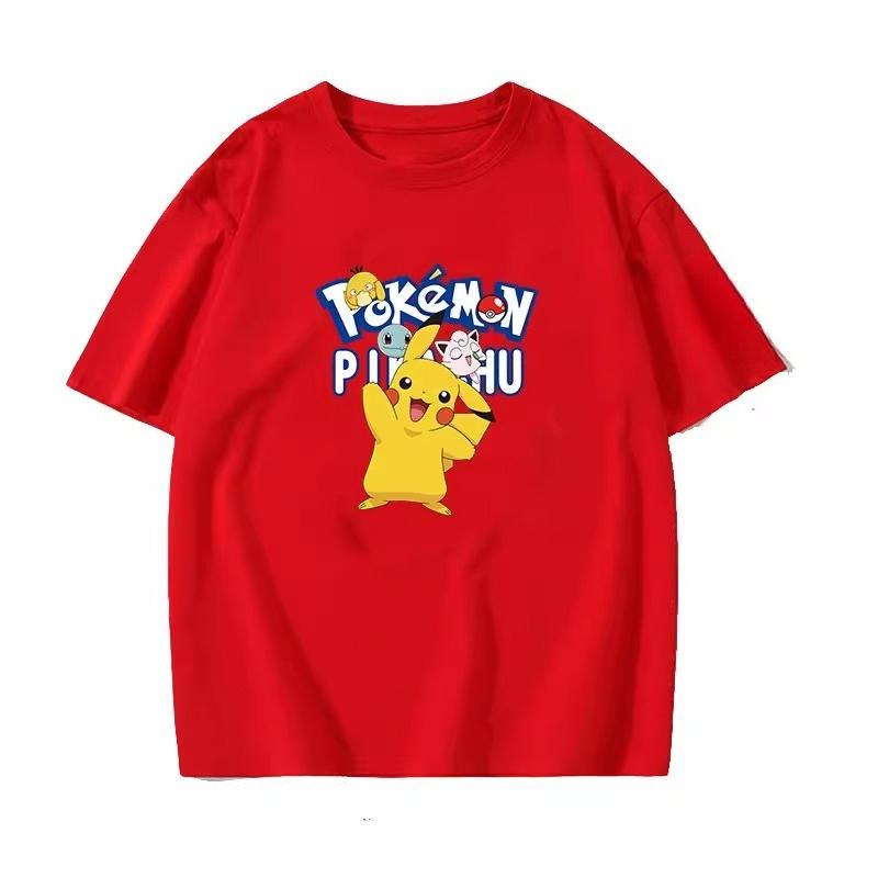 Potdemiel Summer New Pikachu Print Childrens Cotton TShirt Boys and Girls Comfortable and Breathable Childrens TShirt