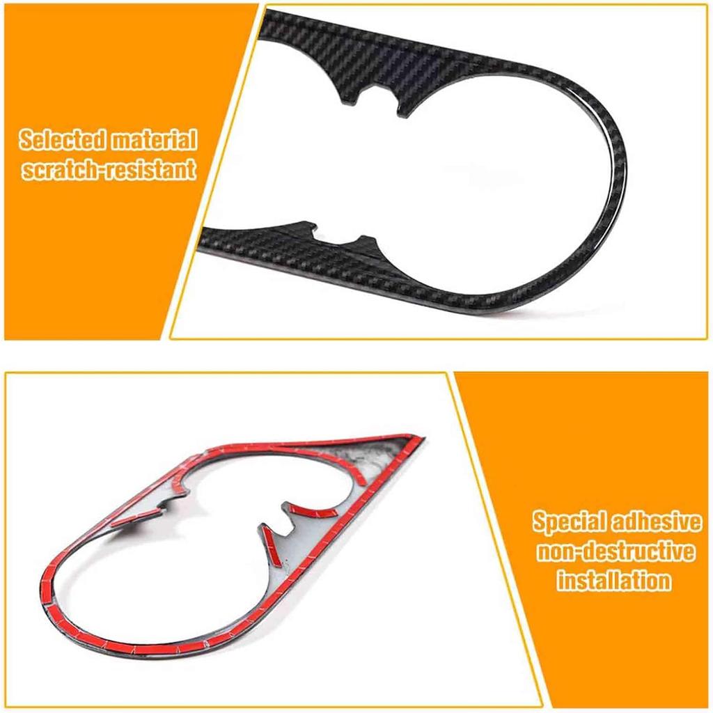 RT-TCZ for Chevy Camaro Carbon Fiber Cup Holder Trim Cover for Chevrolet Camaro 2017 2018 2019 2020 2021 2022 2023 Carbon Fiber Interior Accessories