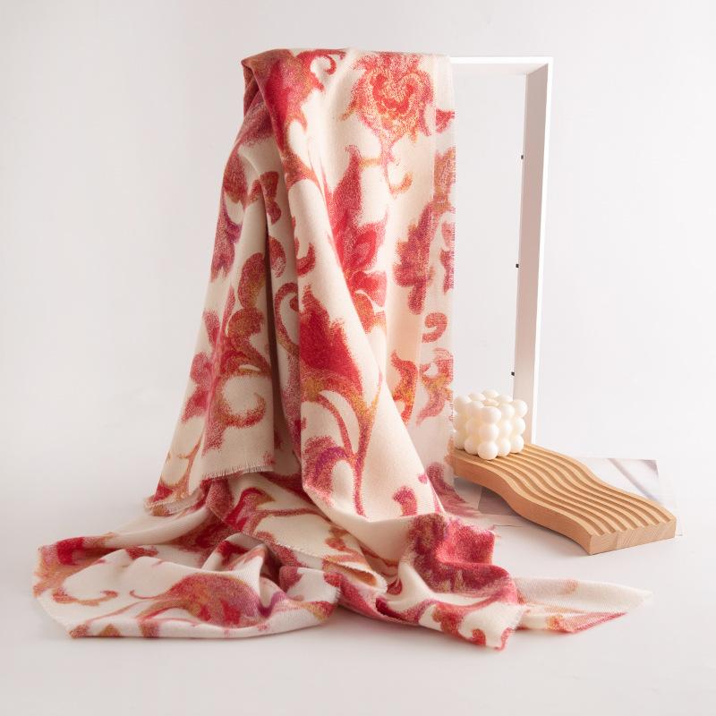 

Cashmere Scarf, Feminine Elegant Celebrity Style Print Warm Shawl, Fashionable and Versatile Scarf