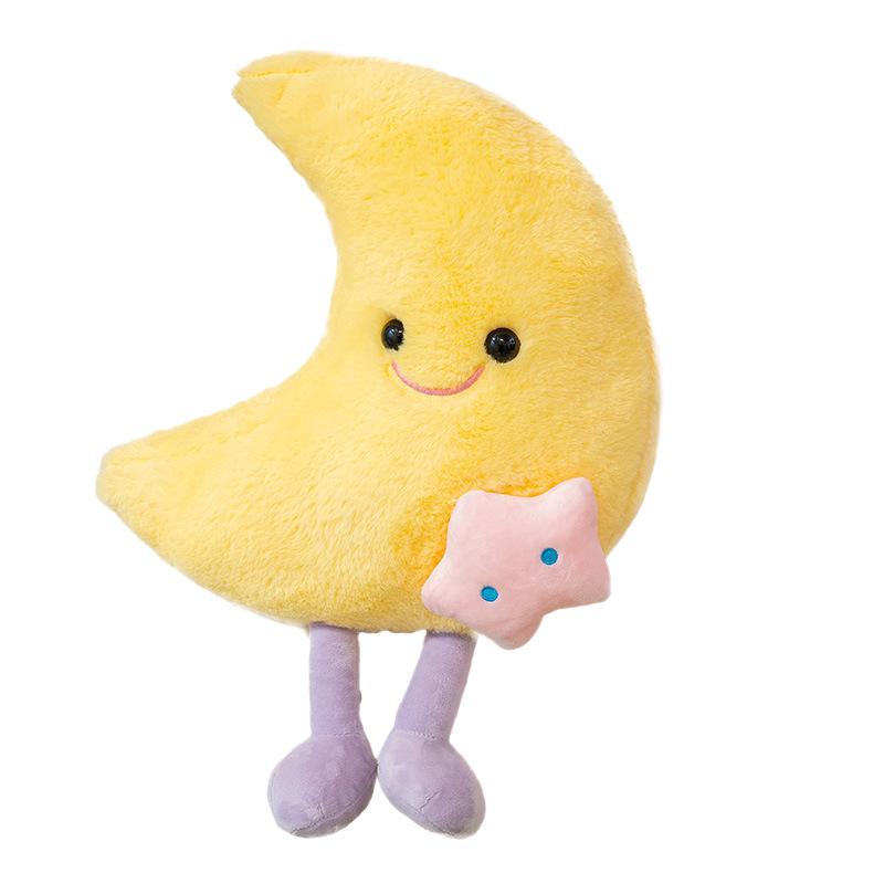 Cartoon Cloud Moon Plush Pillow: Cute Sofa Cushion & Children's Room Decoration