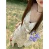 Floral v-neck suspender dress for women's summer vacation style casual waist and thin temperament a-word long dress