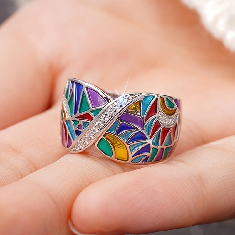 1pc Bohemian Style Synthetic Zirconia Ring for Women - Vibrant August-Birthstone Design, White Golden Plated, Perfect for Summer, Daily Wear & Parties