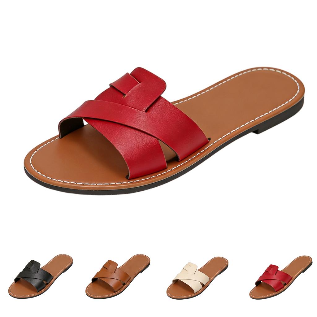 Summer women's color set, wearing casual fish mouth slippers outside the feet