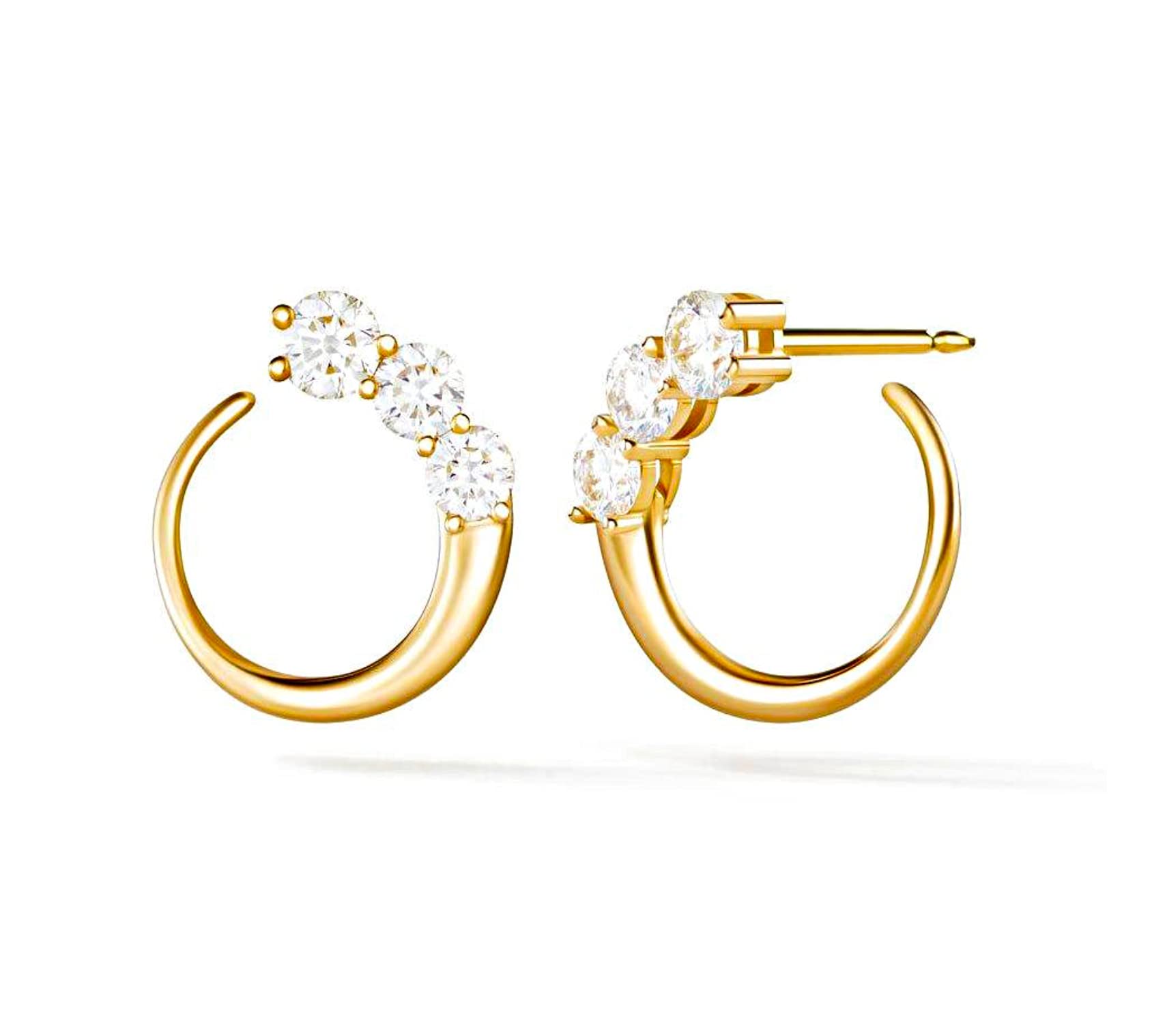 

Stud Earrings Bubble Circle Pierce Earrings Moon Zirconia [Naot Jewelry] Women s Type