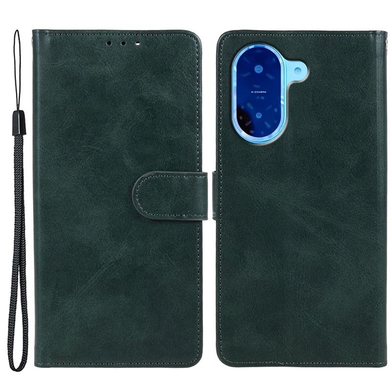 For Xiaomi Redmi A5 4G (171.7mm)/Poco C71 4G Case Calf Texture PU Leather Wallet Phone Cover with Wrist Strap
