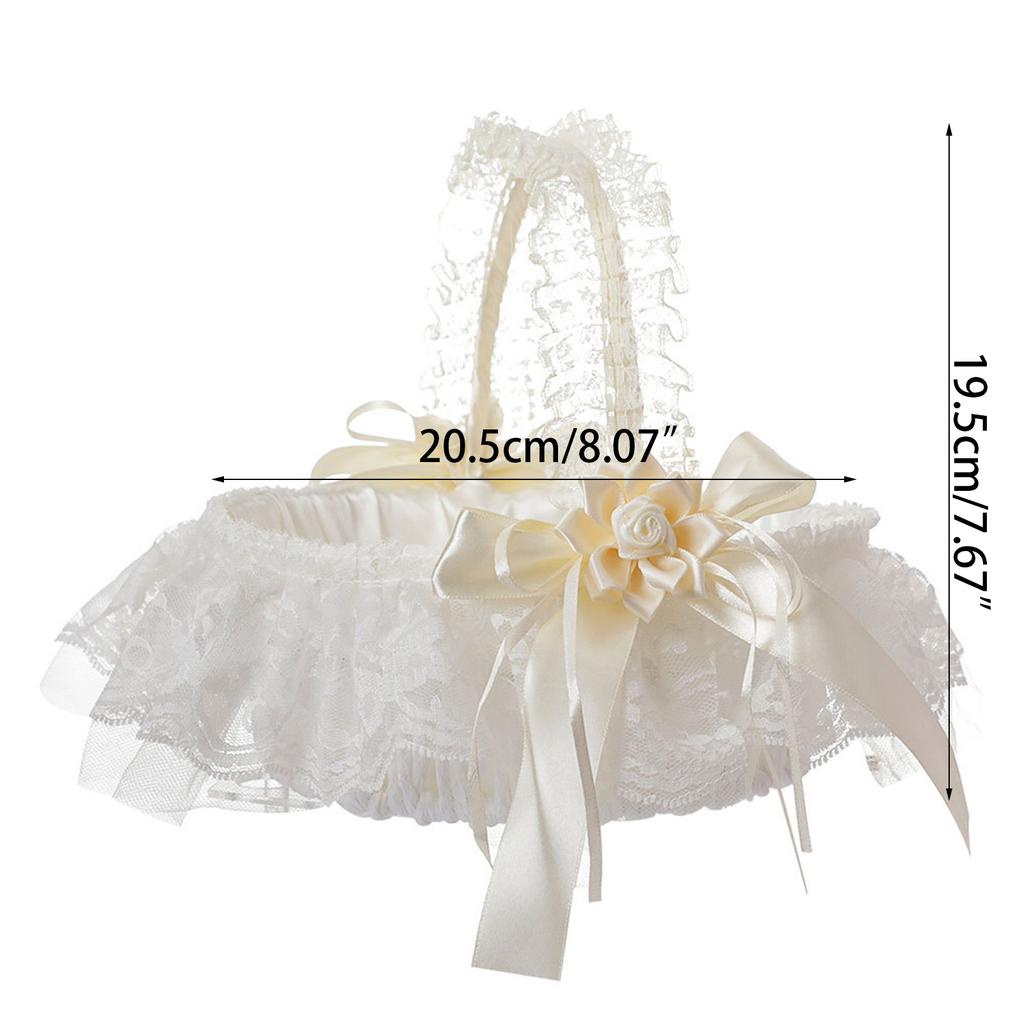 Wedding Flower Girl Basket Wedding Ceremony Decoration White Flower Girl Basket Lightweight for Wedding Reception Table