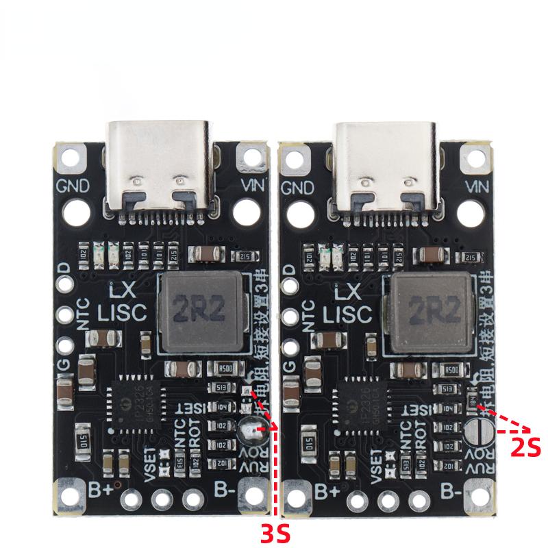 Lithium Battery Charging Boost Module Type-C USB 2/3S BMS 15W 8.4V 12.6V 1.5A With Balanced Support Fast Charge With Indicator