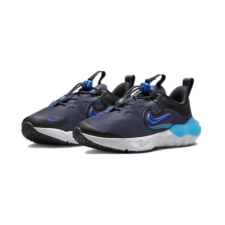 Nike Run Flow PS Thunder Blue Kids Sneakers Black Blue-Lightning Racer-Blue DR0471-400