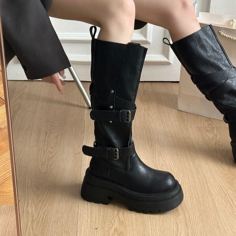 Retro Shoes, Thick-soled Long Boots, Chunky High Boots, New Styles for Women