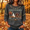 Women's Casual Long Sleeve Printed Crewneck Knit Top for Everyday Wear and Outings