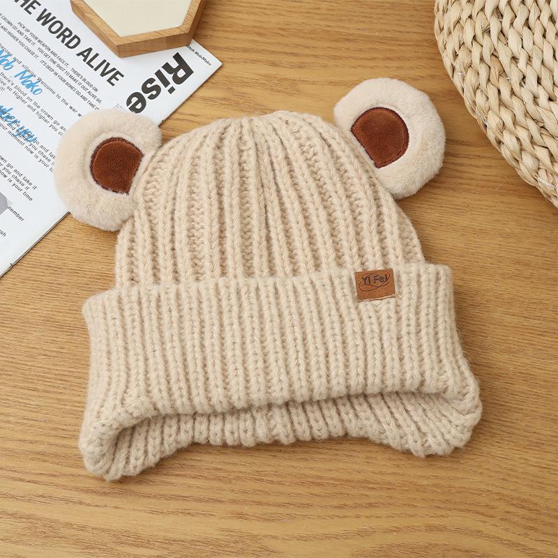 Versatile Hat for Women In Autumn and Winter Sweet and Cute Bear Ear Knitted Wool Hat Korean Outdoor Windproof and Warm Hat