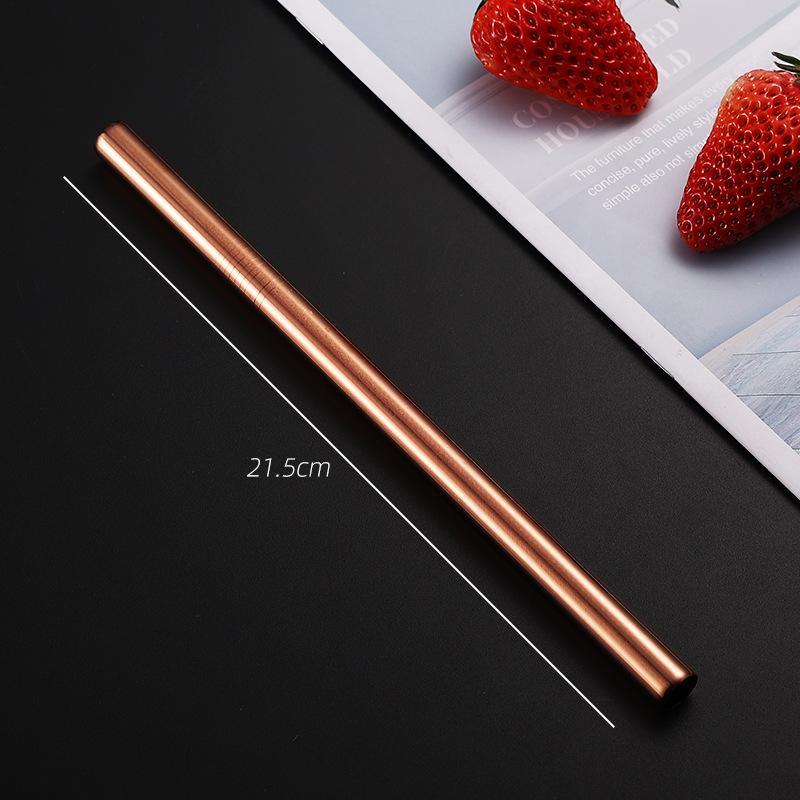 304 Stainless Steel Straw Set Color Metal Straw Restaurant Milk Tea Beverage Coffee Tube Straight Pipe Elbow Set