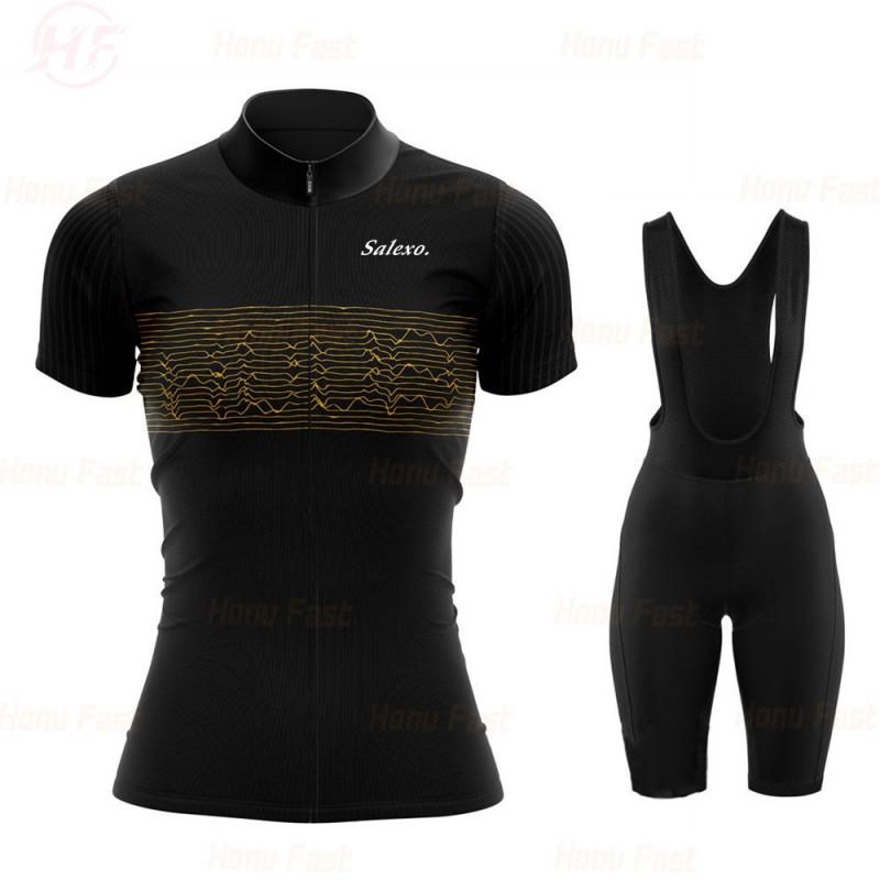 Womens Cycling Jersey Set Breathable Short Sleeve Mountain Bike Outfit Sportswear Road Trail Riding