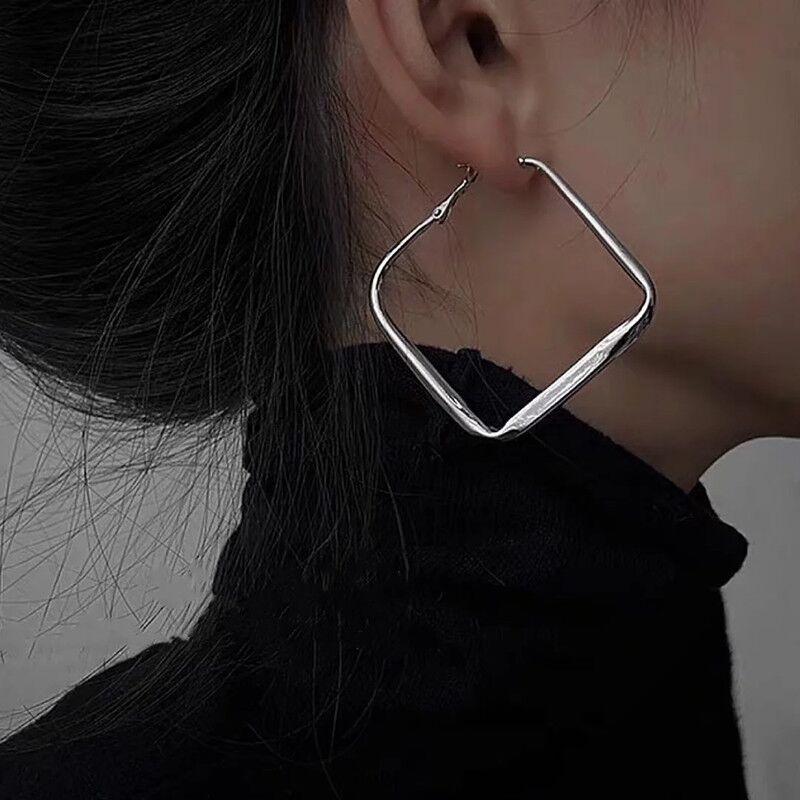 Gold Color Big Square Hoop Earrings For Women Exaggerated  Geometric Irregular Circle Earrings Jewelry
