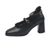 High heels women's new mink hair French thick heel fairy style word with Mary Jane women's shoes retro square head single shoes