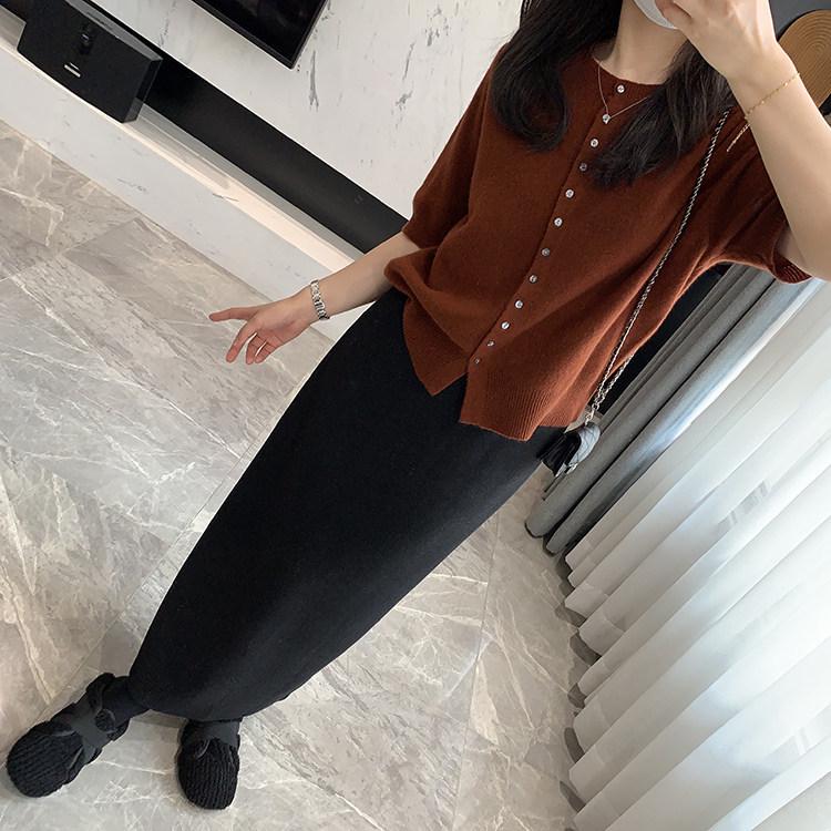Spring Arrives Early: 2024 A/W Korean High Waist Wool-Blend Slit Midi Skirt