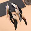 Boho Long Tassel Feather Earrings Hanging Peacock Tassel Earrings  Bride