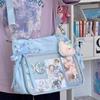 Grote capaciteit voor schoolboeken, postboodschappentas, meisjes strik JK schouder Ita tas handtas, college stijl crossbody tas met lint