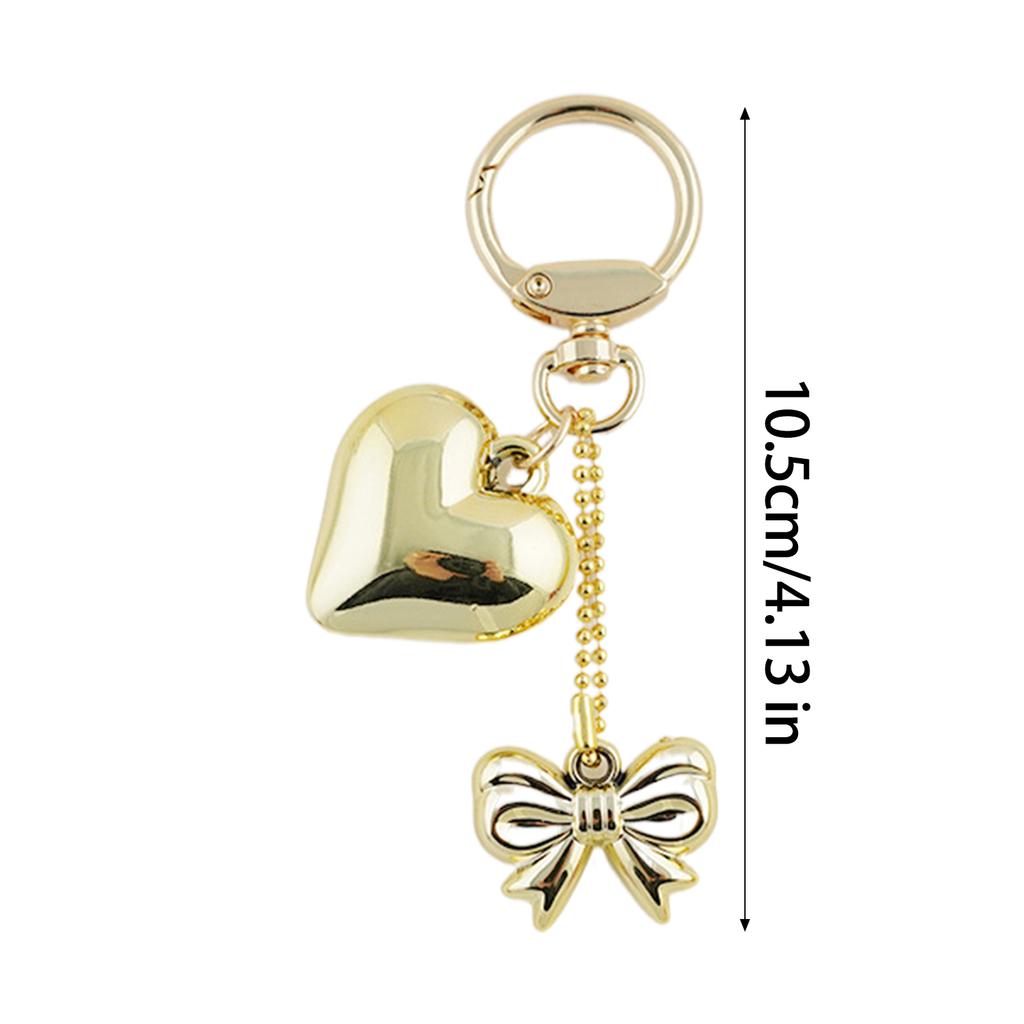 Lovely Heart Shaped Keychain Pendant Small Key Adornment Lightweight Keyring Charm Bowknot Key Pendant Metal Material