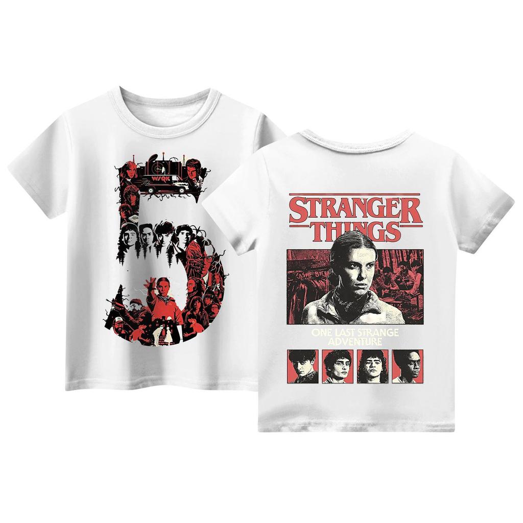 Children's Short Sleeve Tops Casual Print T Shirt Round Neck Pullover Blouse