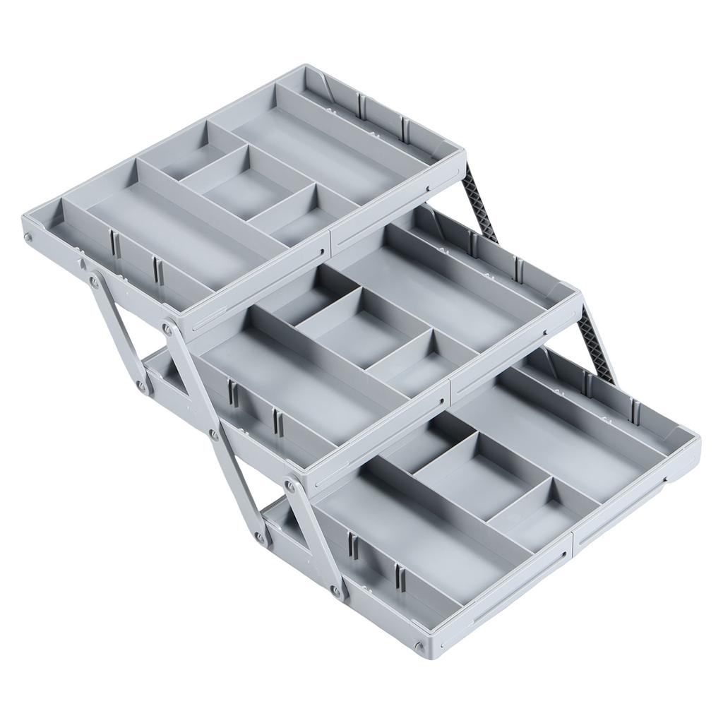 2/3 Tier Foldable Drawer Organizer Expandable Desk Organizer Trays with Adjustable Compartments for Office,Kitchen Supplies