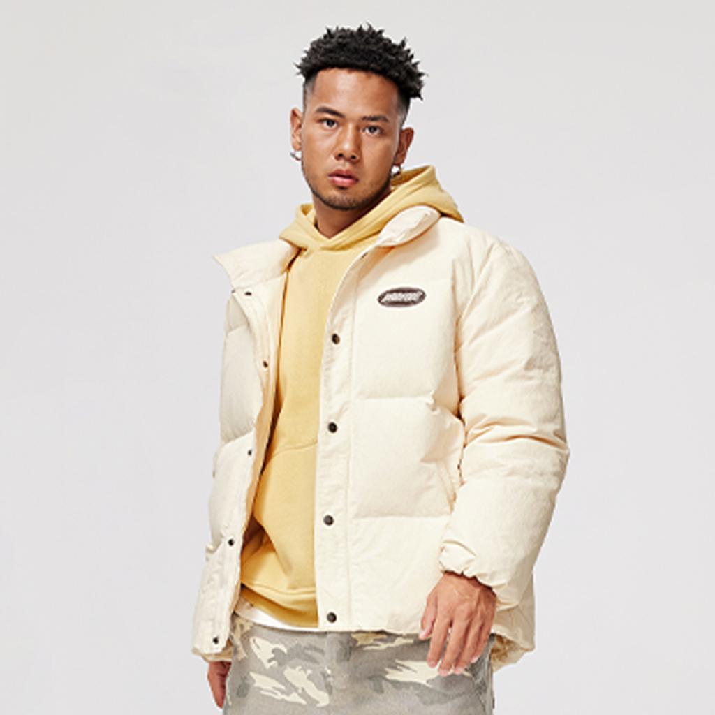 Li-Ning Anti-Five Series Water-Repellent Casual Versatile Zipper Stand Collar Comfortable Breathable Short Down Jacket Men Jacket AYMU075-6