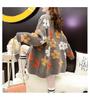 Women's Floral Knit Cardigan - Hong Kong Style, Loose Fit, Autumn/Winter 2025