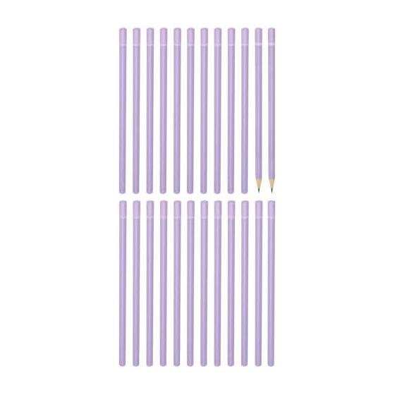 PATIKIL 24 Pack Triangular Wooden Pencils, HB Graphite Pencils for Office, Engineering, Marking, Writing, Art, Painting Supplies, Purple, Smooth