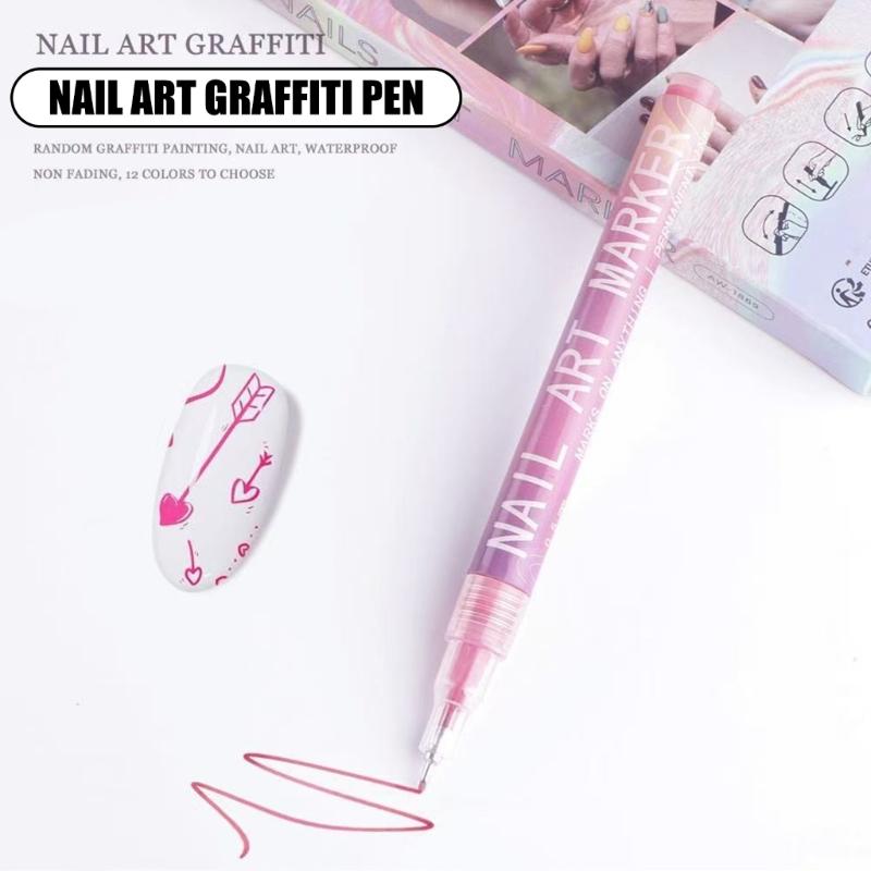 12Color Nail Art Pens Precise Acrylic Marker For Detailed Outlining Polish Pen For DIY Enthusiasts Salon Professional