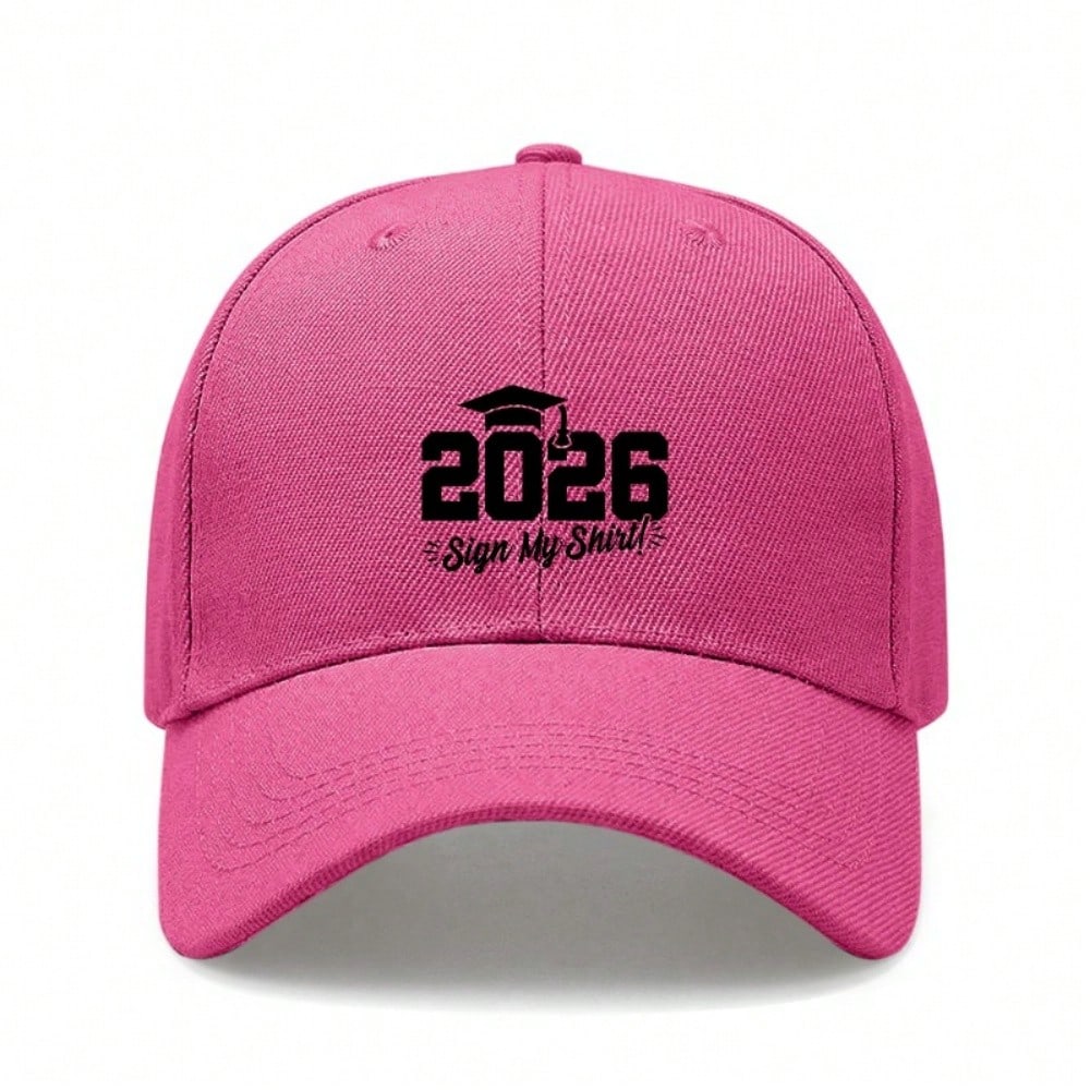 [Graduation Baseball Cap] 2026 Sign My Shirt Print Adjustable Polyester Breathable Casual Cap For Unisex Adults Class Of 2026 Gift
