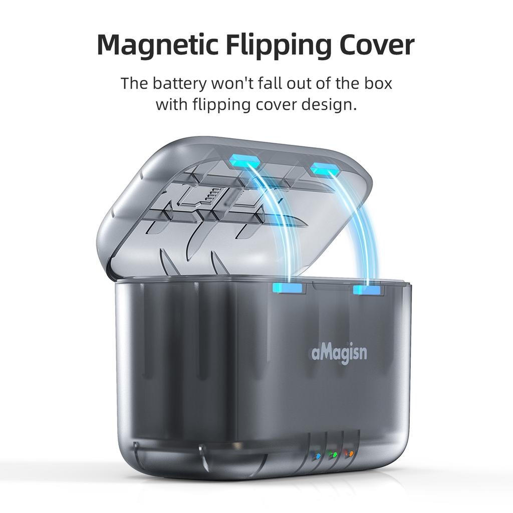 aMagisn AD13 A 2 slot Battery Charger Portable Battery Charging Box Battery Charging Case with TF Card Storage Slots