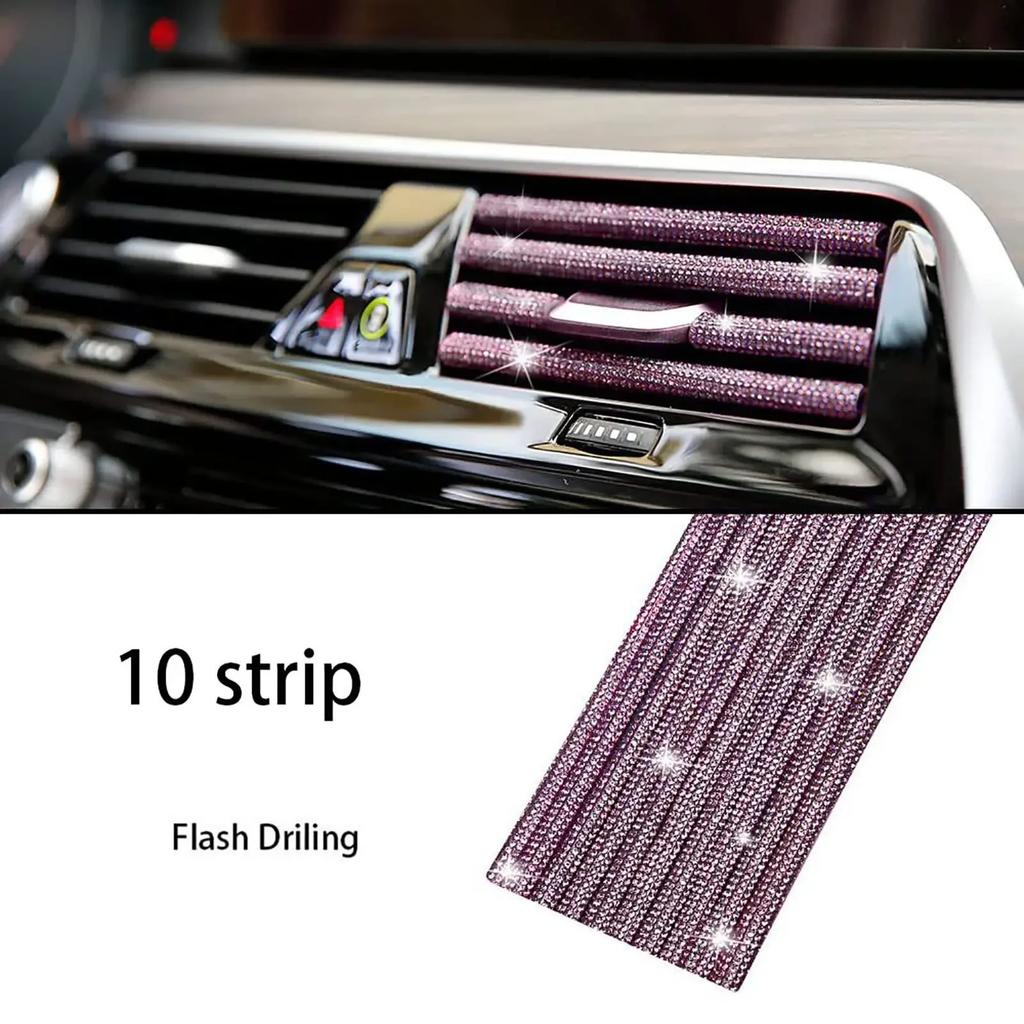 10Pcs Car Air Conditioner Outlet Decorative Strips Wholesale Colorful Diamond U Shape Rhinestone Clip Sticker Auto Accessories