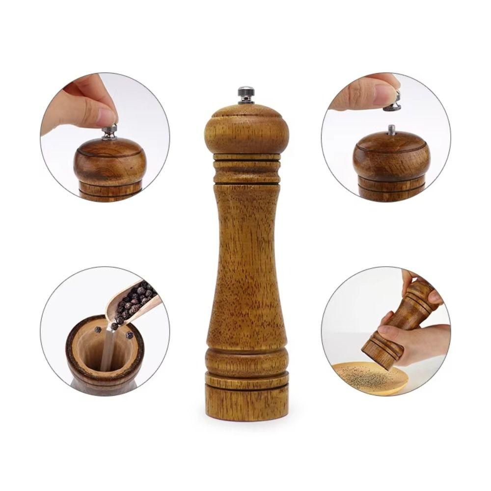 Pepper Bottle Cooking Salt Pepper Grinder Wooden Hand Pepper Grinder  Sea Salt