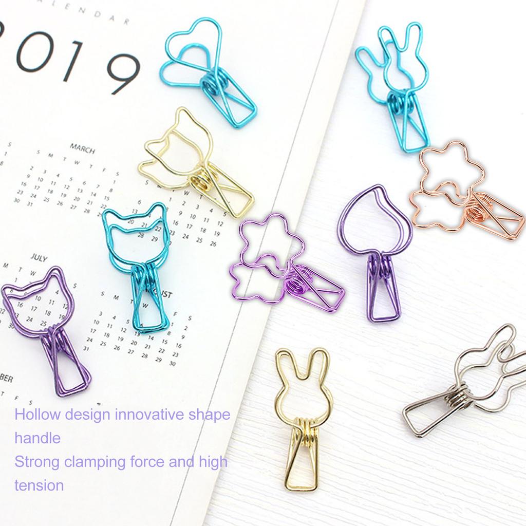 100pcs   Clips Cute Flower Shape Metal Hollowed   Tail Clips Paper Clamps for   Document Ticket