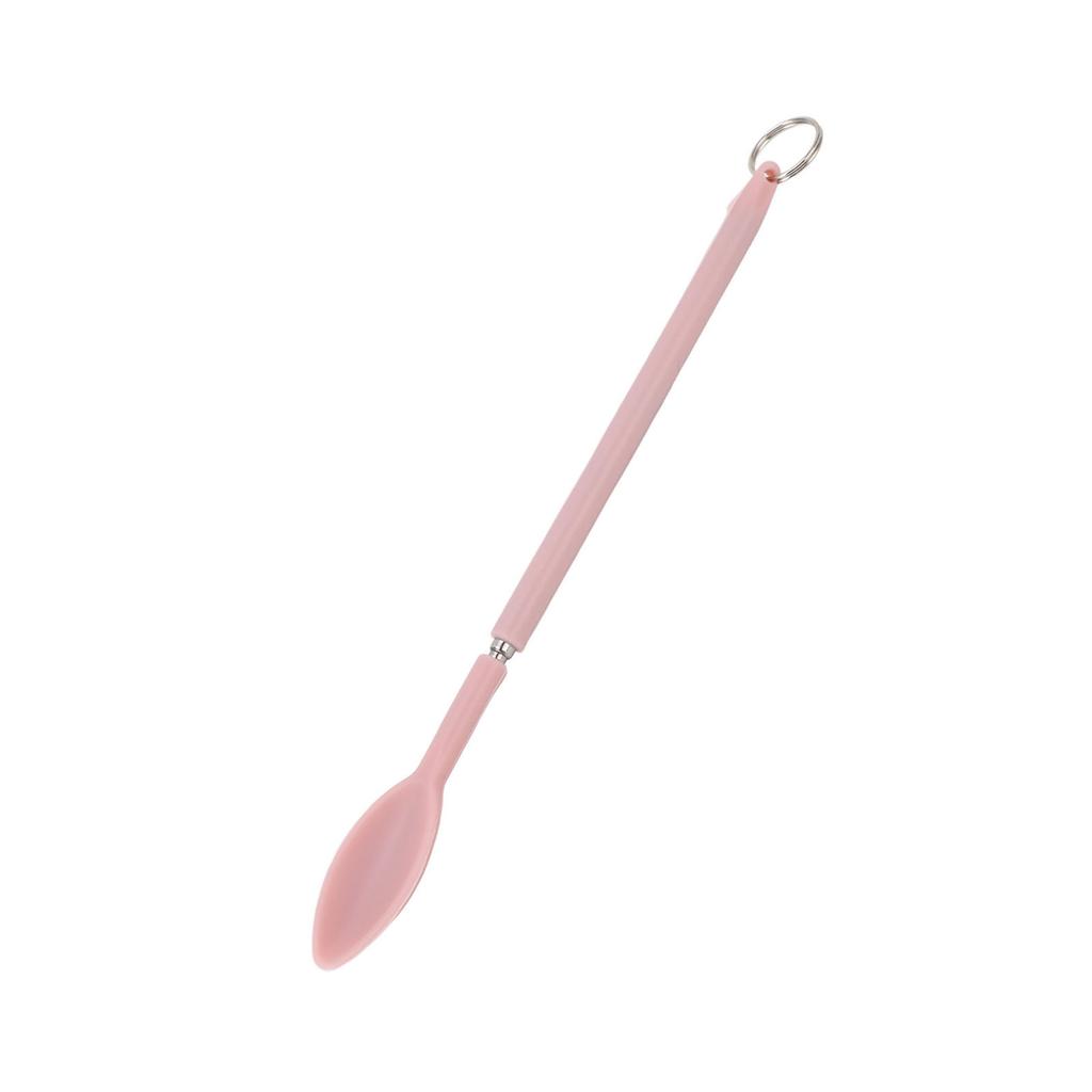 Pink Retractable Silicone Spatula Mini Telescopic Spatula Spoon Reusable Easy to Clean with Hanging Buckle for Cosmetics Lip Gloss